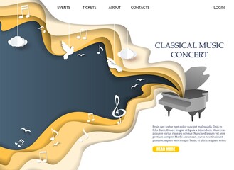 Classic music concert landing page vector design