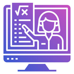 Online Course flat gradient icon. Can be used for digital product, presentation, print design and more.