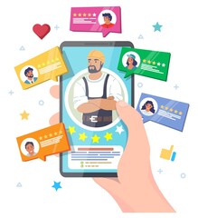 Fototapeta premium Different service rank with client feedback vector