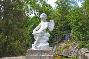 Sculpture of angel in National dendrological park "Sofiyivka" in Uman, Ukraine	
