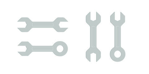 Wrench tool grey color illustration vector isolated. Key tools vector. Fix icon