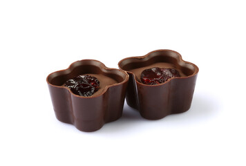 Chocolate pralines isolated on white background with clipping path	