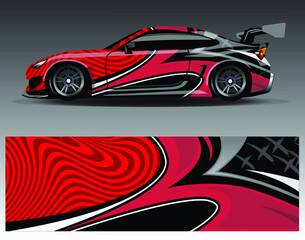 Obraz na płótnie Canvas Car wrap design vector, truck and cargo van decal. Graphic abstract stripe racing background designs for vehicle, rally, race, adventure and car racing livery.