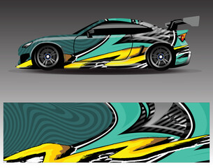 Car wrap design vector, truck and cargo van decal. Graphic abstract stripe racing background designs for vehicle, rally, race, adventure and car racing livery.