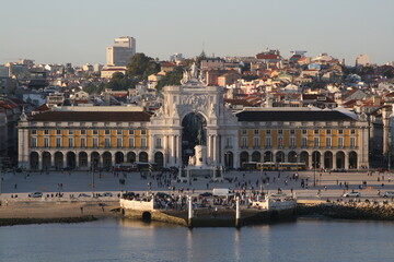 Naklejka premium Statue of King Jose I in front of the Terreiro do Paco, Lisbon, Portugal