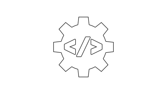 Black line Web design and front end development icon isolated on white background. 4K Video motion graphic animation