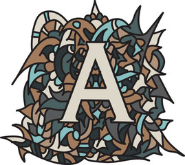 colorful letter a with unique material