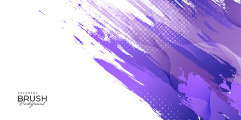 Colorful Grunge Background with Halftone Style and Wavy Lines. Brush Stroke Illustration Background