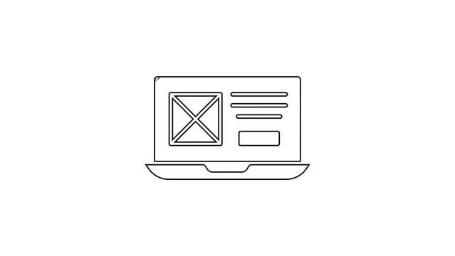Black line UI or UX design icon isolated on white background. 4K Video motion graphic animation