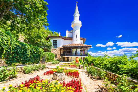 Balchik Palace and Black Sea coastline, Bulgaria. Romanian Queen Marie castle.