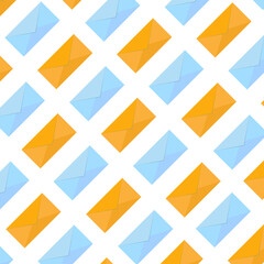 Yellow and blue mail icon set in flat design style. Jpeg illustration isolated on white background. JPG image .Open and closed envelope. mail icon in flat design style Closed, open with a message