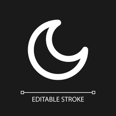 Night mode pixel perfect white linear ui icon for dark theme. Nighttime theme. Screen darkness. Vector line pictogram. Isolated user interface symbol for night mode. Editable stroke. Arial font used