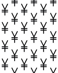 Vector seamless pattern of hand drawn yuan sign isolated on white background