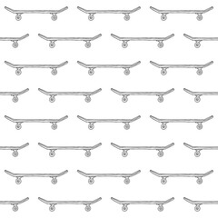 Vector seamless pattern of hand drawn doodle sketch skateboard isolated on white background