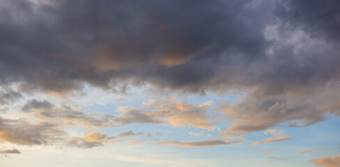 panorama evening sky with clouds . nature background.