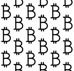 Obraz premium Vector seamless pattern of hand drawn flat bitcoin sign isolated on white background