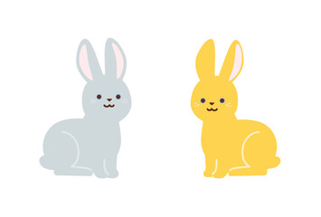 二羽のウサギ　シンプルイラスト