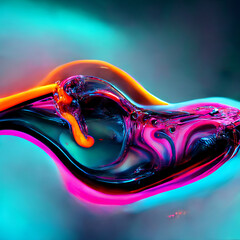 Bright abstract background with 3d fluid forms and neon colors - 517895991