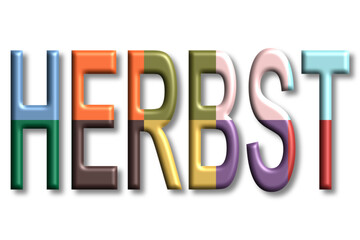 Herbst in Grossbuchstaben und in Herbstfarben