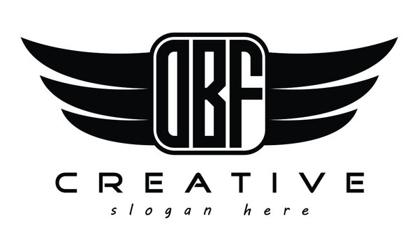 OBF three Letter Wings minimalist creative concept flag Flying abstract Initial wing symbol icon professional logo design, Vector template