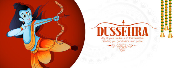 illustration of Bow and Arrow of Rama in Happy Dussehra festival of India Navratri festival
 - obrazy, fototapety, plakaty
