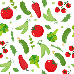 Fresh vegetable seamless pattern Healthy food back