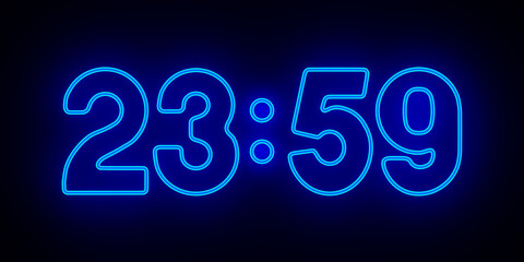 neon watch on dark background. 3D illustration