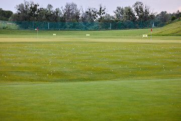 lawn with golf balls. Links  - obrazy, fototapety, plakaty