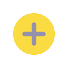 Fototapeta premium Add button flat color ui icon. Increase volume. Toolbar control element. Boosting sound. Menu command. Simple filled element for mobile app. Colorful solid pictogram. Vector isolated RGB illustration