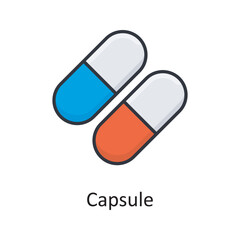 Capsule vector Filled Outline Icon Design illustration. Medical Symbol on White background EPS 10 File