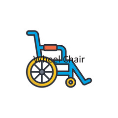 Fototapeta na wymiar Wheel Chair vector Filled Outline Icon Design illustration. Medical Symbol on White background EPS 10 File
