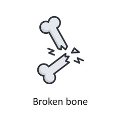 Broken Bone vector Filled Outline Icon Design illustration. Medical Symbol on White background EPS 10 File