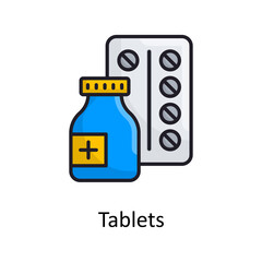 Tablets vector Filled Outline Icon Design illustration. Medical Symbol on White background EPS 10 File