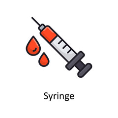 Syringe vector Filled Outline Icon Design illustration. Medical Symbol on White background EPS 10 File