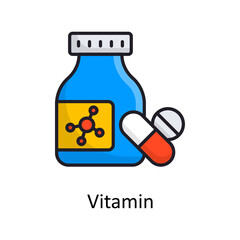 Vitamin vector Filled Outline Icon Design illustration. Medical Symbol on White background EPS 10 File