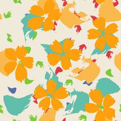 Art Floral Vector Seamless Pattern. Little