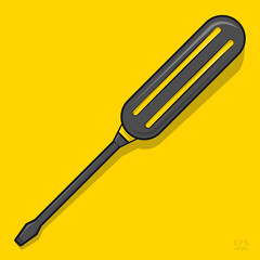 Screwdriver Handle Tool Vector Illustration. Single Slotted Screwdriver
