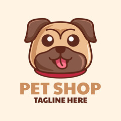 Pug Head Cartoon Logo Design