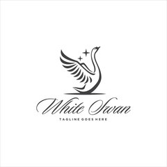 Swan Logo Design Line Art Vector Image