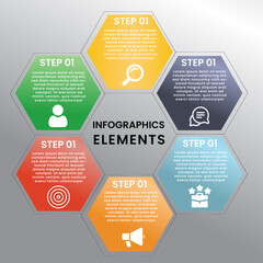 Hexagon style infographic element design template
