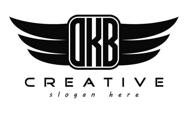 OKB three Letter Wings minimalist creative concept flag Flying abstract Initial wing symbol icon professional logo design, Vector template