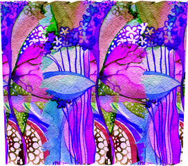 20-oz Tumbler Sublimation  design. Colorful pink, blue, purple abstraction. Watercolor texture. PNG transparent conical