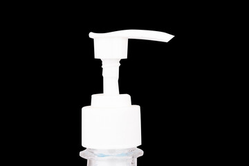 Fototapeta na wymiar bottle gel closeup head isolated on white background