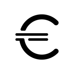 Euro sign black glyph ui icon. Foreign currency. Finance and banking. User interface design. Silhouette symbol on white space. Solid pictogram for web, mobile. Isolated vector illustration