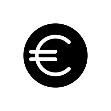 Euro coin black glyph ui icon. Currency and money. Finance and banking. User interface design. Silhouette symbol on white space. Solid pictogram for web, mobile. Isolated vector illustration