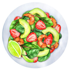 Salad with strawberries, avocado and spinach 2