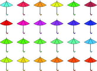 Obraz premium colorful Illustrations of Umbrella. Flat design of umbrella. Vector illustration set of different coloured umbrellas.