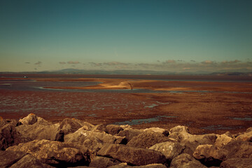 Landscape of the sea at low tide in England