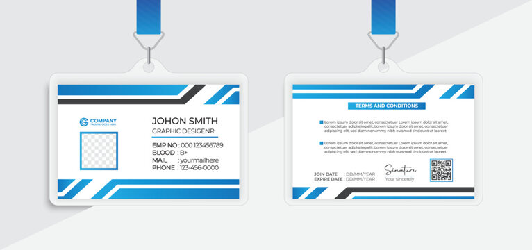 Modern identity Employee Abstract professional corporate office Id card design Simple and Clean ID Card Design template
