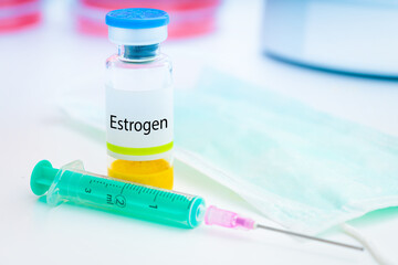 estrogen hormone injection vial for female hormone therapy